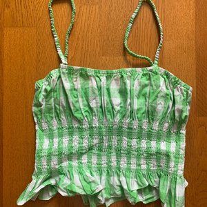 green gingham cropped top